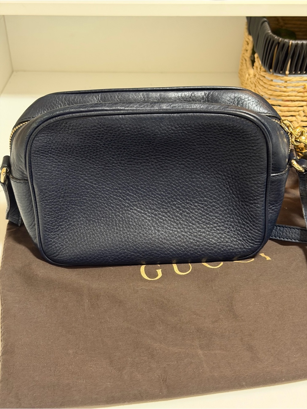 Authentic GUCCI Blue leather Soho Disco Crossbody Bag & dust bag - Picture 13 of 16